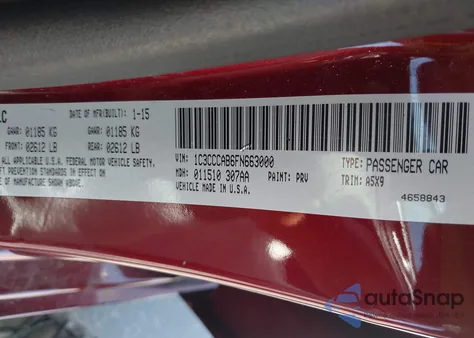 2015 Chrysler 200 Limited из США, поврежденный, VIN 1C3CCCAB6FN663000